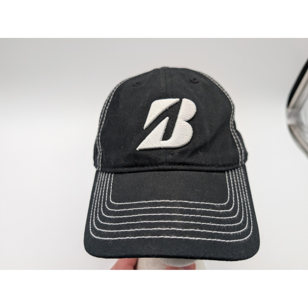 Bridgestone Golf Hat Black White Contrast Stitch Adjustable Baseball Cap Mens
